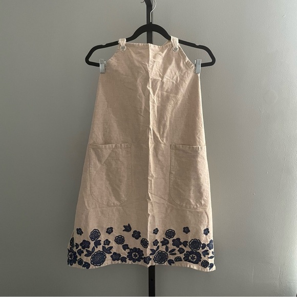 Sur La Table Tan Floral Embroidered Cotton Apron One Size - Picture 1 of 4